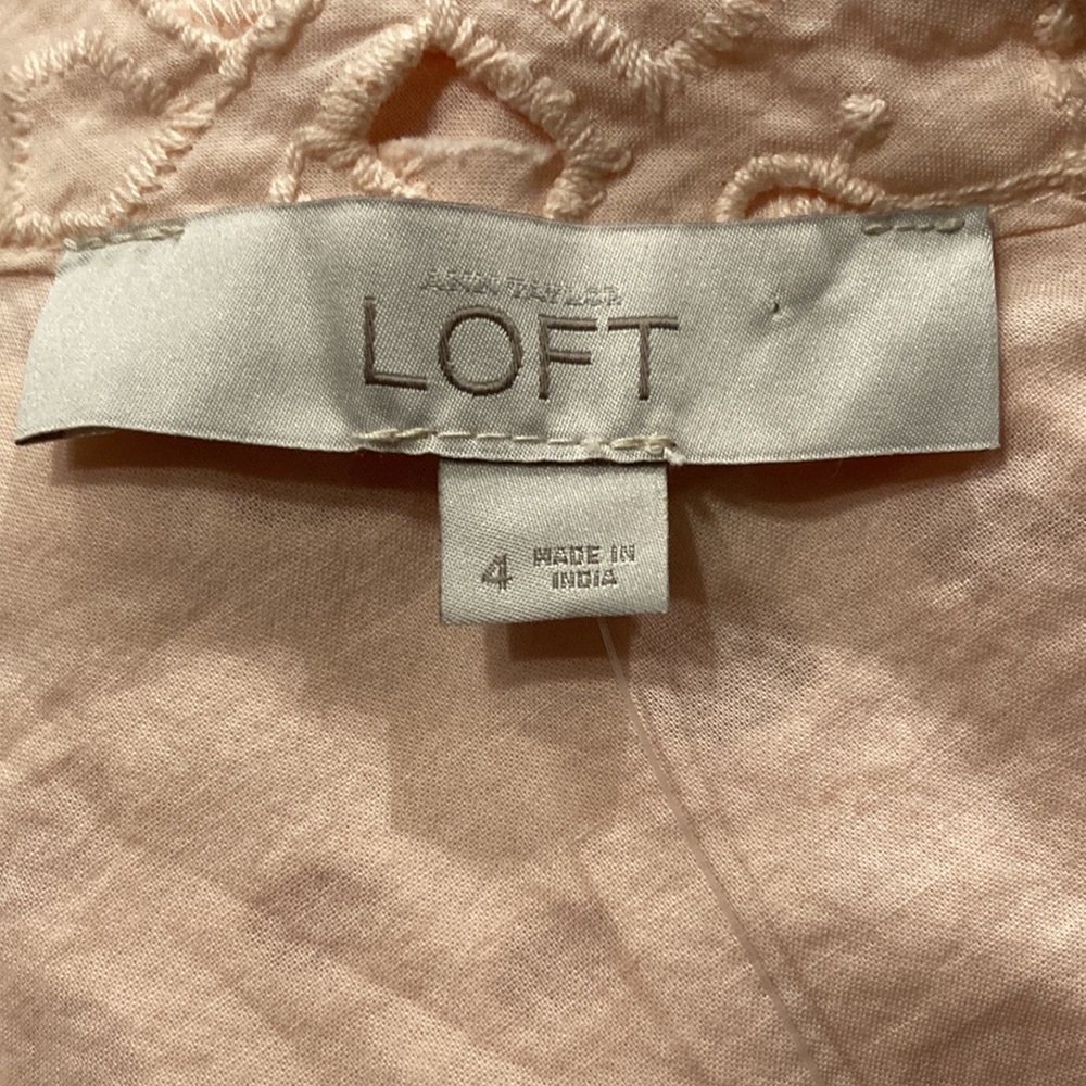 Loft NWT Pale Pink One Shoulder Cotton Eyelet Dress Size 4 - Picture 7 of 16